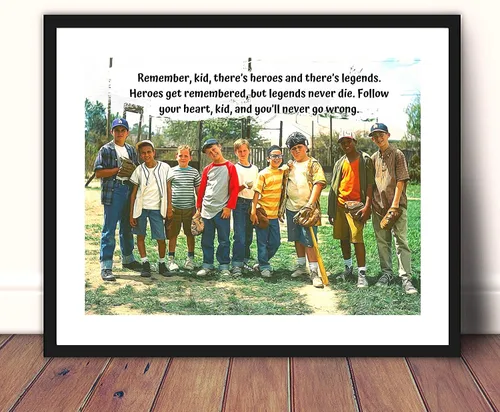 Vista 3 de M Modern Memory Design Sandlot - Póster de película enmarcado, regalo de béisbol, decoración de pared, regalo, 14 x 18 pulgadas, marco de fotos