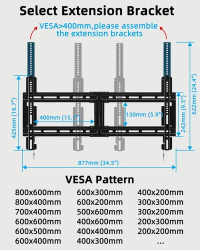 Vista 5 de HOME VISION Soporte de pared fijo ultradelgado para TV para pantallas planas/curvas de 42-100 pulgadas, VESA máx. 31.496x23.622 in, capacidad de 200