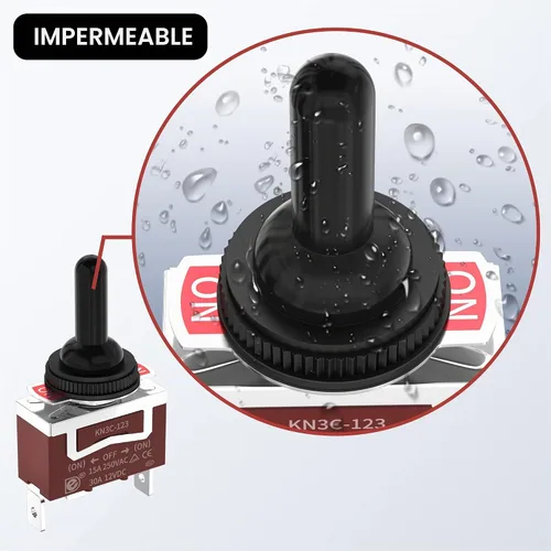 Vista 4 de RVBOATPAT Interruptor de palanca momentáneo de 12 voltios (ENCENDIDO)-Apagado-(ENCENDIDO) Interruptor de palanca impermeable de 3 vías 12V CC 30A