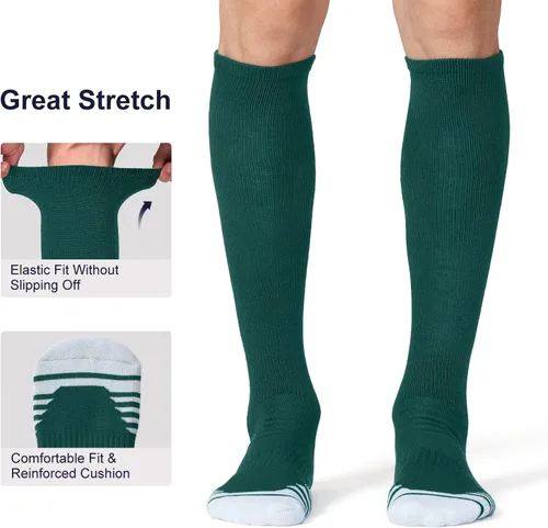 Vista 5 de FITRELL Paquete de 23 calcetines de béisbol y sóftbol para niños, jóvenes, hombres y mujeres, calcetines altos hasta la rodilla (varios colores)