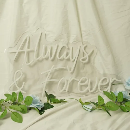 Vista 7 de Letreros de neón con texto en inglés «Always and Forever» para decoración de pared, de compromiso, de neón, para boda, propuesta, aniversario
