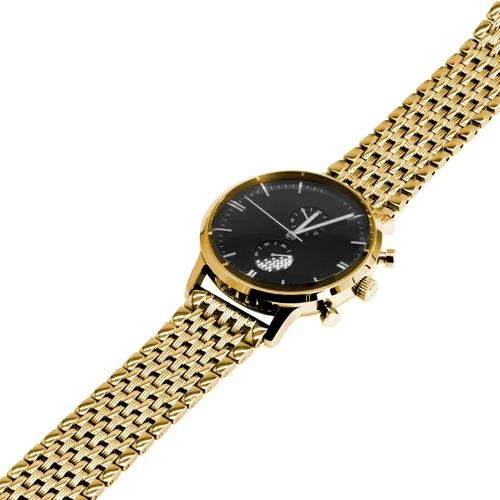Vista 5 de Correa de reloj de metal de dos tonos con grabados cónicos de acero inoxidable para hombres y mujeres de 0.709 in, 0.787 in, 0.866 in, color negro