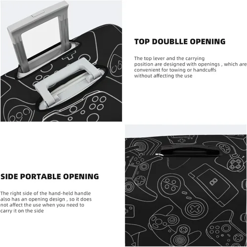 Vista 4 de Fundas elásticas para maletas de equipaje con patrón de controlador de videojuegos, protector de equipaje, maleta de viaje, funda protectora
