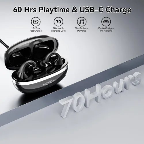 Vista 4 de Auriculares abiertos con clip Bluetooth 5.4, para orejas pequeñas (negro)