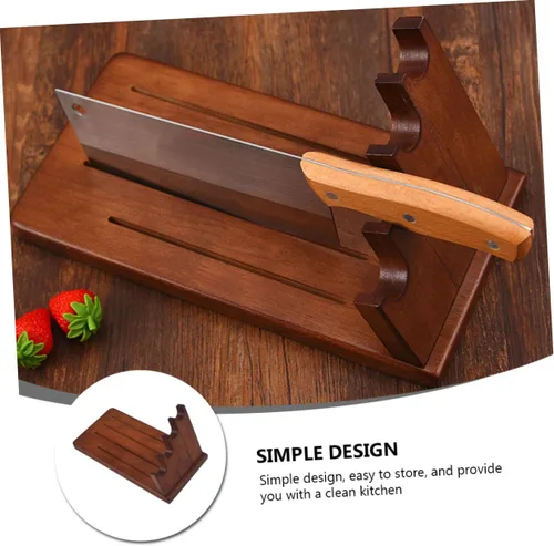 Vista 3 de KICHOUSE Estante organizador de tijeras, 1 unidad, soporte de madera maciza, bloque universal, soporte de cocina, cortador de almacenamiento