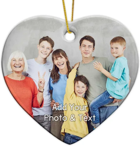 Vista 26 de Adorno de Navidad con foto personalizada 2025 para la familia, aniversario como el señor y la señora abuelos, carga cualquier imagen, cualquier foto