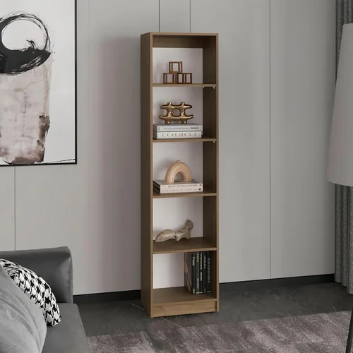 Vista 5 de Tuhome Home XS - Librería con estantes de cinco niveles y diseño vertical delgado que ofrece almacenamiento compacto para libros, decoración