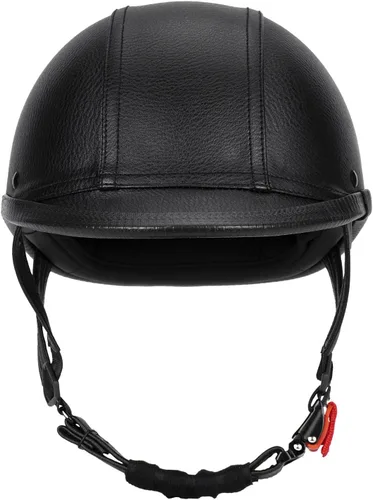 Vista 3 de Casco de motocicleta de cuero hecho a mano, casco retro de media cara para adultos, hombres y mujeres, casco ligero abierto 1/2 vintage