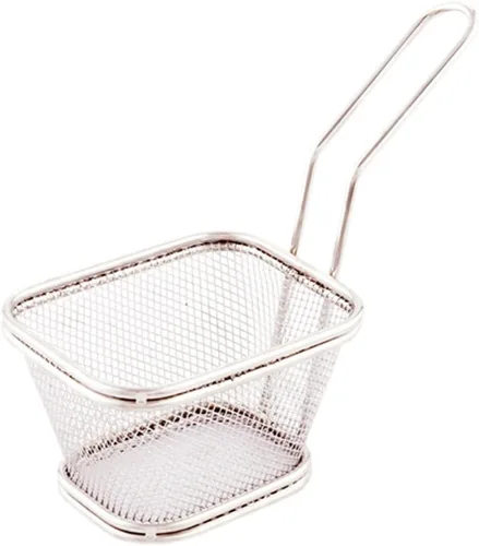 Vista 2 de Restaurantware - Cesta para freidora de 5 x 4 pulgadas, 1 cesta cuadrada pequeña para freír – rejilla de malla, con asa, recipiente de acero