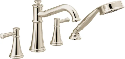 Vista 7 de Moen T9024BN Belfield - Grifo de bañera romana con dos manijas con ducha de mano, requiere válvula, níquel cepillado