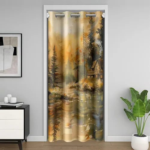 Vista 26 de jejeloiu Cow Skull Door Curtain for Doorway Privacy 34x80 Inch 1 Panel Kids Longhorn Skull Closet Cover for Boys Girls Teens Western Desert Room