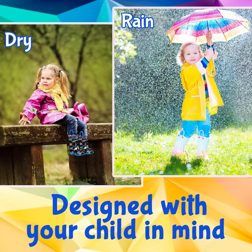 Vista 3 de ZOOGS Printed Kids Toddler Rain Boots for Girls and BoysDinosaur1