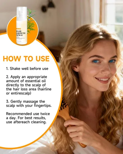 Vista 6 de Spray para el crecimiento del cabello, aceite en aerosol para el crecimiento del cabello, con Biota Orientalis, aceite de romero y biotina