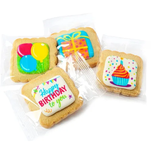 Vista 4 de Happy Birthday Cookies - Paquete de 24 cestas de regalo envueltas individualmente para niños, hombres y mujeres, caja de regalo decorada
