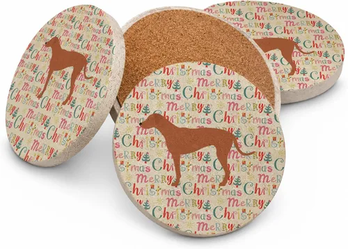 Vista 86 de AIDI Atlas Mountain Dog Merry Christmas - Posavasos grandes de piedra arenisca, paquete de 4