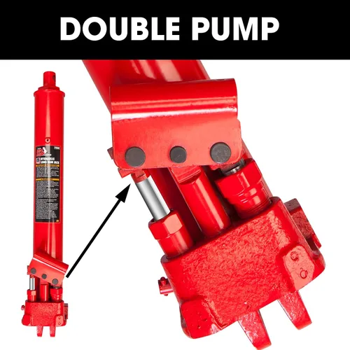 Vista 2 de BIG RED T30808 Torin - Gato hidráulico de largo ram con bomba de doble pistón y base Clevis