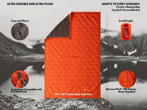 Vista 5 de KAMMOK Manta de montaña – Forro polar ultra afelpado, resistente al agua, portátil, duradera, manta de campamento para interiores y exteriores