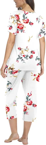 Vista 3 de POPYOUNG Women's Summer Casual 2 Piece Pajama Sets, Lounge Sleepwear Ladies Pjs Sets with Pockets