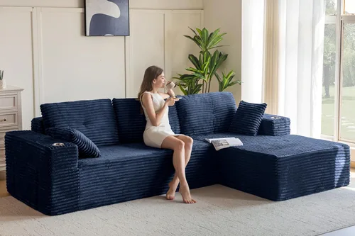 Vista 13 de MAXYOYO Sofá modular de 104 pulgadas con diván en forma de L, moderno sofá deshuesado para sala de estar, sofá en una caja, sofá de gran