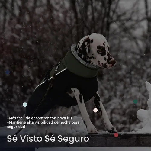 Vista 4 de IECOii - Abrigo extracálido para perro, chaqueta reflectante ajustable, invernal, suave, cuello alto, hebilla, forro de vellón, para clima frío