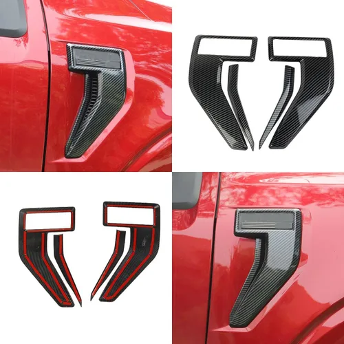 Vista 5 de Cubiertas de molduras de emblema de insignia de ventilación lateral de guardabarros de fibra de carbono, accesorios compatibles con Ford F150