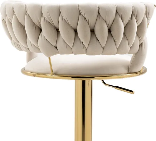 Vista 7 de RXR - Juego de 2 taburetes de bar de terciopelo, taburetes de bar de altura de mostrador con altura ajustable y taburete giratorio de 360°, silla