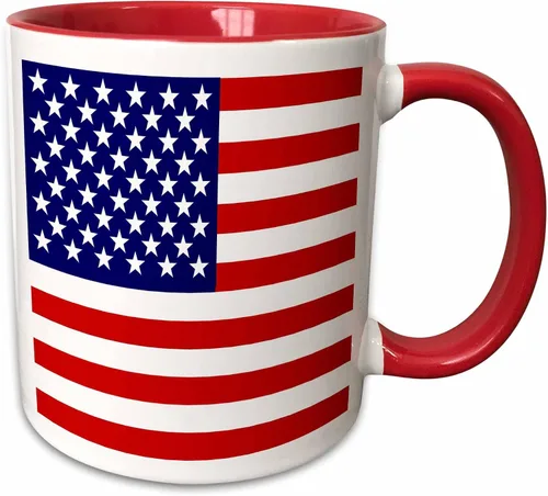 Vista 13 de 3dRose Bandera americana - Patriotic USA estrellas y rayas rojo blanco y azul - 4 de julio America Patriot 11oz taza negra bicolor