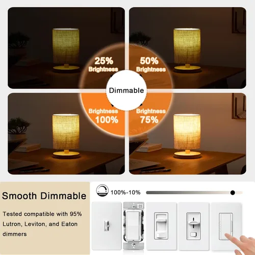 Vista 3 de Bombilla LED E26 de 3.2 pulgadas, 2200K blanco ámbar, equivalente a 60 vatios, CA 120V 600LM, bombillas Edison regulables, bombillas de luz