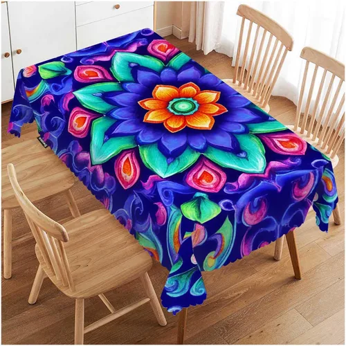 Vista 25 de Swono Mantel rectangular de Halloween de 52 x 70 pulgadas, diseño de araña negra de terror en telaraña, luna, resistente para mesas rectangulares