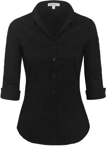 Vista 14 de KOGMO Blusa clásica de vestir con botones y manga 3/4 para mujer (S-3X)