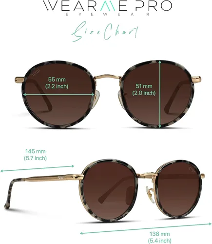 Vista 6 de WearMe Pro - Gafas de sol redondas con marco de metal para mujer