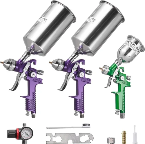 Vista 10 de VEVOR Pistola de espray para texturizado de aire, pistola de espray con tolva de aire de 1.45 galones, pulverizador profesional para texturizado