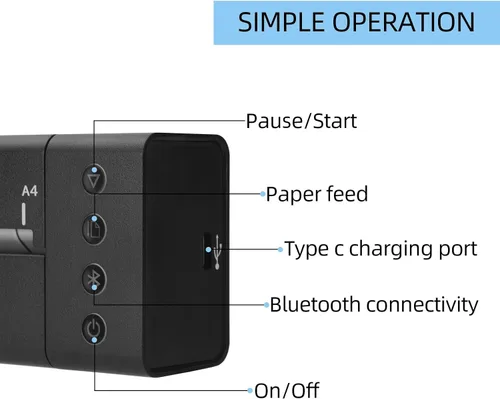 Vista 4 de ATOMUS Impresora de plantillas de transferencia de tatuajes 113E Máquina de tatuaje térmica inalámbrica recargable USB Bluetooth Copiadora térmica