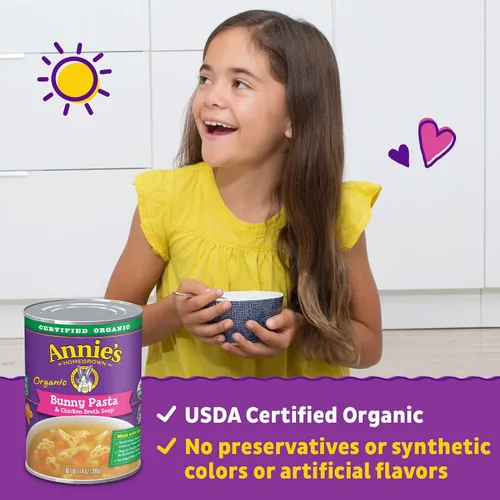 Vista 3 de Annie's - Sopa orgánica de pasta con forma de conejito y caldo de pollo, 14 onzas
