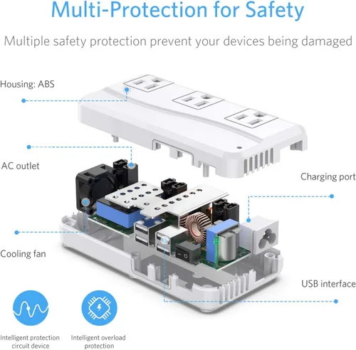Vista 4 de ISELECTOR Convertidor de voltaje de 220 V a 110 V, convertidor de viaje de Estados Unidos a Europa con 4 puertos USB, 3 enchufes de CA adaptador 4