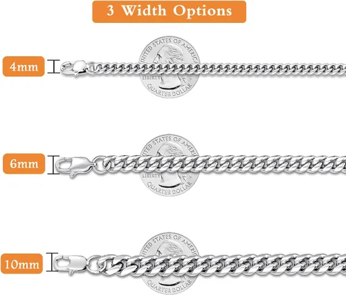 Vista 4 de Jewlpire - Cadena de eslabones cubanos chapada oro 18 quilates para hombres, mujeres o niños, corte diamante, acero inoxidable 316L de 18, 20, 22