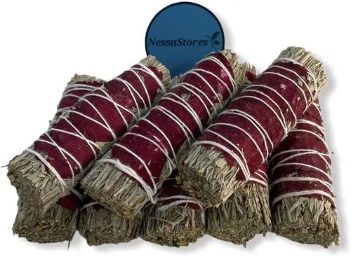 Vista 2 de NESSASTORES - Paquete de incienso azul salvia + pétalos de rosa rojos, paquete de 4 pulgadas #JC-188 (100 piezas)