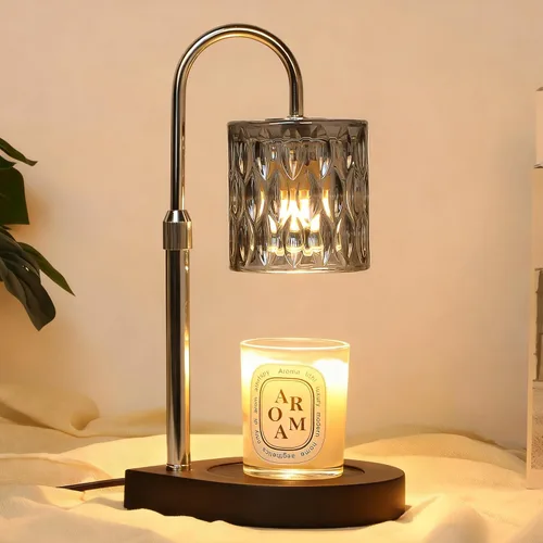 Vista 23 de GEEZO - Lámpara calefactora de fragancia para velas, calentador de velas eléctrico con temporizador y regulador de intensidad, regalos de Navidad