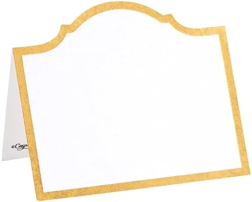 Vista 5 de Caspari Tarjetas de lugar troqueladas de arco en papel de aluminio negro, 8 por paquete