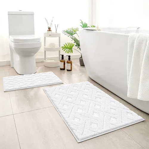 Vista 14 de HOMEIDEAS - Juego de alfombras de baño de 2 piezas, antideslizantes, lavables a máquina, de felpa extra suave y absorbente, para baño, tina y ducha