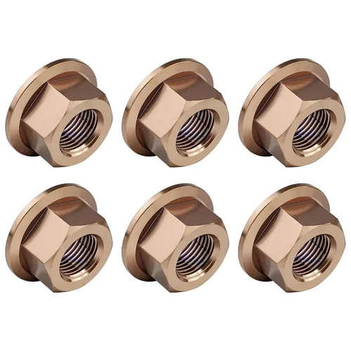 Vista 64 de Tuercas hexagonales Titanium DIN6923 (paso M5 0.03 in, negro) M5 M6 M8 M10 M12 M14 M16 para bicicletas, motocicletas, coches, paquete de 6
