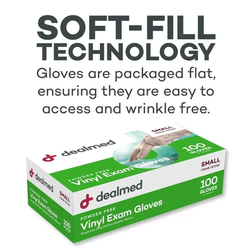 Vista 8 de Dealmed Guantes de examen de vinilo – 100 ct. Guantes médicos pequeños, guantes desechables, guantes sin látex no irritantes para un botiquín