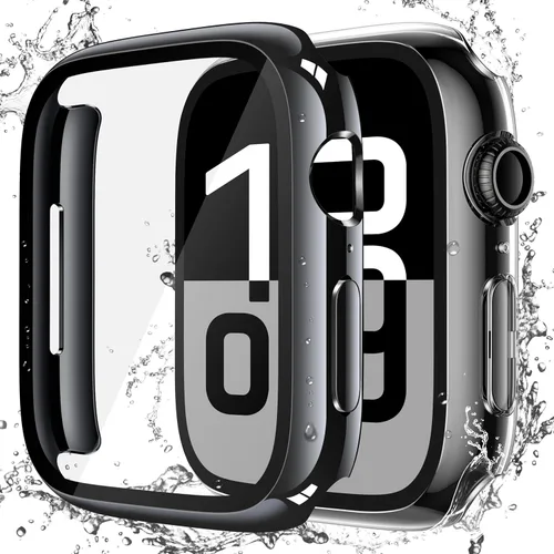 Vista 31 de Misxi Paquete de 2 fundas impermeables con botón diseñadas para Apple Watch Series 3 Series 2 de 38mm, funda rígida de policarbonato anticaídas
