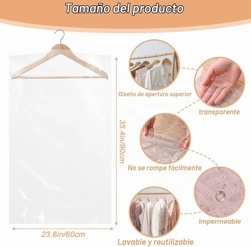 Vista 3 de RAINFLOW - Paquete de 30 bolsas transparentes para colgar ropa, 23.6 x 35.4