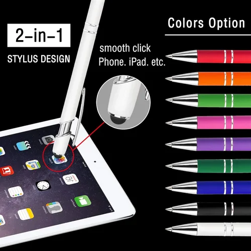 Vista 2 de Bolígrafo personalizado, 50 bolígrafos personalizados, grabado a granel con logotipo de nombre, lápiz digital de tinta negra suave con toque