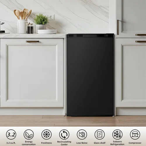 Vista 6 de Antarctic Star - Refrigerador compacto mini con congelador, puerta reversible única, refrigerador para dormitorio, estante de alambre, botón
