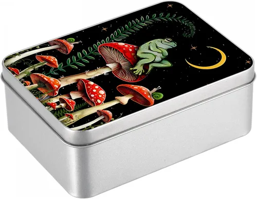 Vista 34 de Caja de lata de metal con tapa, contenedor de almacenamiento rectangular vacío de hojalata, estuche de lata portátil ligero para manualidades