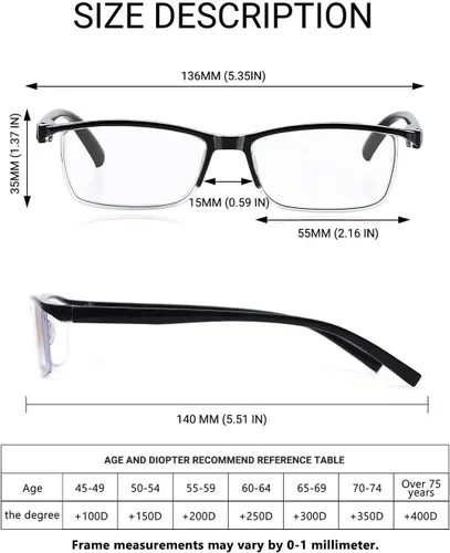 Vista 5 de TERAISE Gafas de Lectura Anti-luz Azul de Moda para Hombres y Mujeres Lector de Computadora