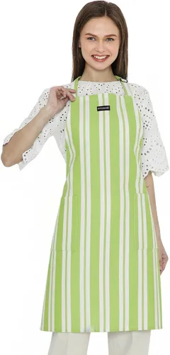Vista 23 de Encasa XO Delantales de cocina de algodón para mujeres y hombres con bolsillo y bucle para toalla, correa ajustable para cuello y espalda