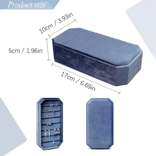Vista 4 de HCJEBX - Joyero portátil de terciopelo, organizador multifunción para joyas, soporte para aretes, caja de joyería de viaje, regalo adecuado